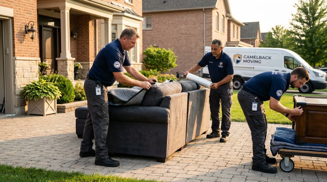 Large estate moving crew wrapping furniture in Henderson, NV